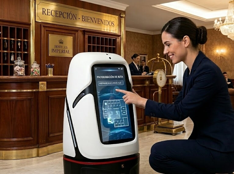 Es una solución de entrega inteligente y contenedor móvil diseñada específicamente para el entorno hotelero.