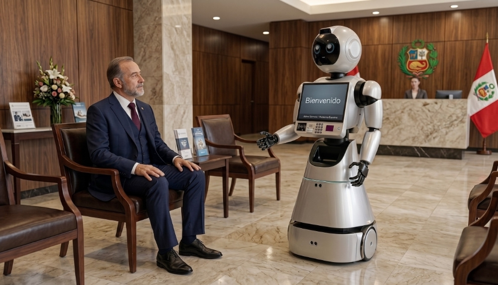 Está diseñado para operar como recepcionista y asistente de atención en espacios públicos y corporativos